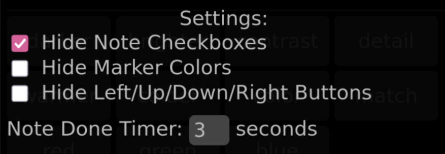 Hide Checkboxes, Colors, etc.